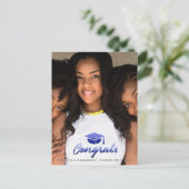 Graduate Foto Class Year Name Royal Blue Glitzer Postkarte (Stehend Vorderseite)