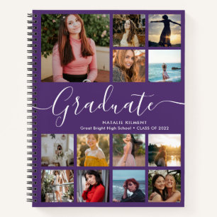 Graduate Foto Collage Abschluss Lila Notizblock