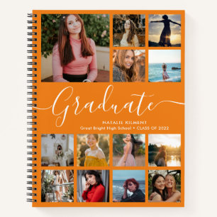 Graduate Foto Collage Abschluss Orange Notizblock