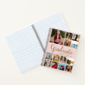 Graduate Foto Collage Abschluss Rosa und Gold Notizblock (Innenseite)