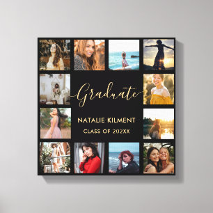 Graduate Foto Collage Black and Gold Abschluss Leinwanddruck
