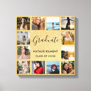Graduate Foto Collage Black and Gold Abschluss Leinwanddruck