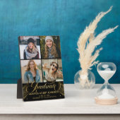 Graduate Foto Collage Black Gold Abschluss Fotoplatte (Seite)