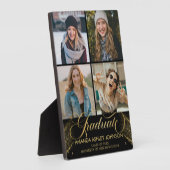 Graduate Foto Collage Black Gold Abschluss Fotoplatte (Seite)