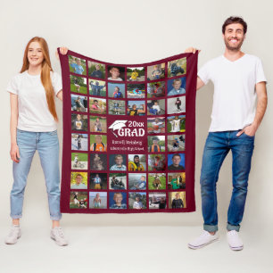Graduate Foto Collage Editable Maroon Personalize Fleecedecke