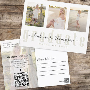 Graduate Foto Collage Einfache Elegante Gold Scrip Postkarte