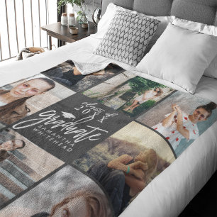Graduate Foto Collage Fleece Blanket Dunkelgrau
