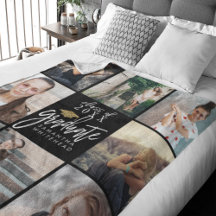 Graduate Foto Collage Gold Glitzer Cap Black