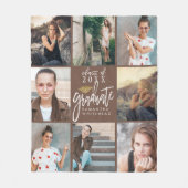 Graduate Foto Collage Gold Glitzer Cap Tan Fleecedecke (Vorderseite)