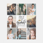 Graduate Foto Collage Gold Glitzer Cap White Fleecedecke (Vorderseite)