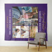 Graduate Foto Collage Lila Grad 2025 Hintergrund Wandteppich (Beispiel (Horizontal))