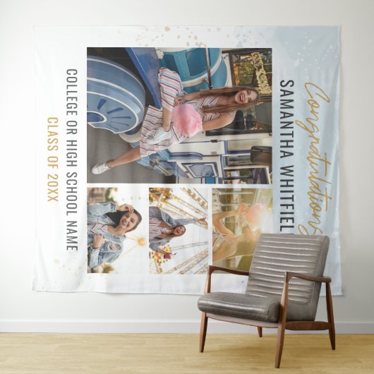 Graduate Foto Collage Moderner Abschluss Hintergru Wandteppich (Beispiel (Horizontal))