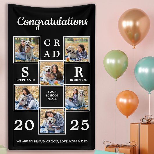 Graduate Foto Collage Moderner Monogramm-Abschluss Banner