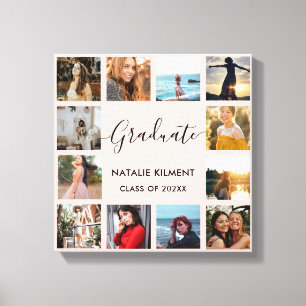 Graduate Foto Collage Rosa und Schwarzer Abschluss Leinwanddruck