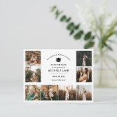 Graduate Foto Collage Save the Date Postkarte (Stehend Vorderseite)