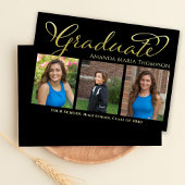 Graduate Foto Collage Schwarz und Gold Einfach Ankündigung