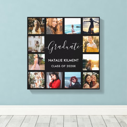 Graduate Foto Collage Schwarzweiß-Abschluss Leinwanddruck (Insitu (Holzboden))