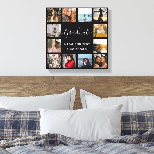 Graduate Foto Collage Schwarzweiß-Abschluss Leinwanddruck (Insitu (Schlafzimmer))