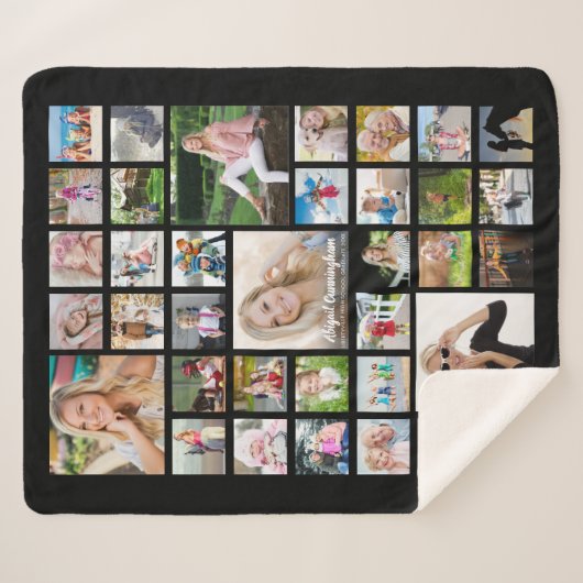 Graduate Foto Collage Script Name Schwarz Sherpadecke (Vorderseite (Horizontal))