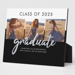 Graduate Foto Collage Silver Script Grad Foto Fotoplatte