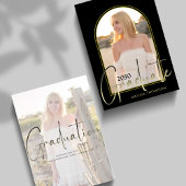 Graduate Foto Einfach Stilvolle Schwarz-Gold-Arch Einladung