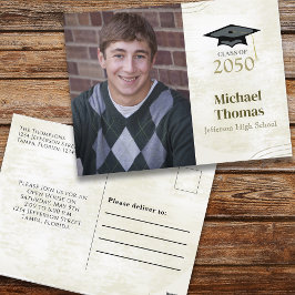 Graduate Foto Einfache Minimalistische Mortar-Plat Postkarte