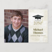 Graduate Foto Einfache Minimalistische Mortar-Plat Postkarte (Vorderseite)