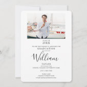 Graduate Foto Elegante Script Abschluss Announcem Ankündigung (Rückseite)