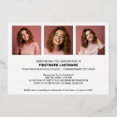 Graduate Foto for Graduation Party Modernes Skript Folieneinladung (Rückseite)