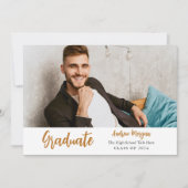 Graduate Foto Gold Confetti Graduation Cap Einladung (Vorderseite)
