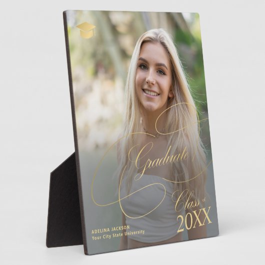 Graduate Foto Goldkalligrafie eleganter Abschluss Fotoplatte (Seite)