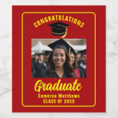 Graduate Foto Graduate Party Weinetikett (Einzelnes Label)