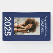 Graduate Foto Herzlichen Glückwunsch Navy Blue Banner (Horizontal)
