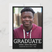 Graduate Foto Minimalistisch Black Frame White Scr Ankündigung (Vorderseite)