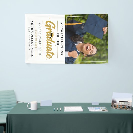 Graduate Foto Modern Script Graduation Party Banner (Messeveranstaltung)