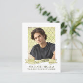 Graduate Foto Modern Simple Trendy Gold Banner Postkarte (Stehend Vorderseite)