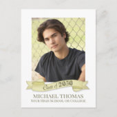 Graduate Foto Modern Simple Trendy Gold Banner Postkarte (Vorderseite)