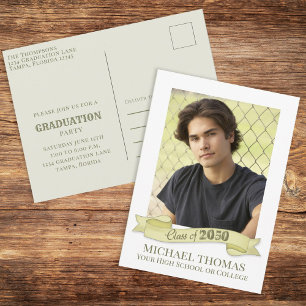 Graduate Foto Modern Simple Trendy Gold Banner Postkarte