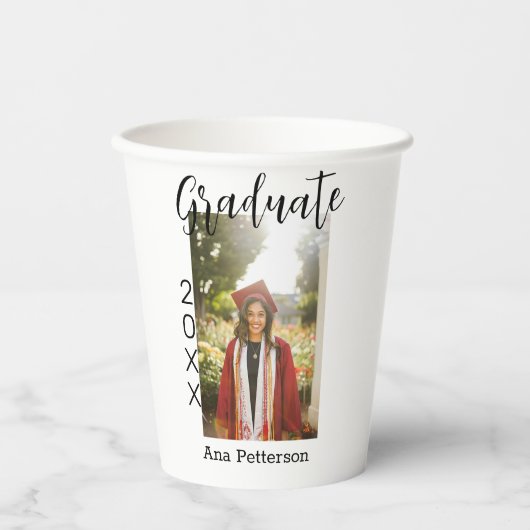 Graduate Foto Moderne Klassik hinzufügen Jahrname Pappbecher (Vorderseite)
