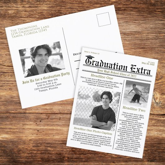 Graduate Foto Moderne, trendige Zeitung Postkarte