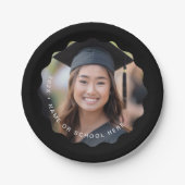 Graduate Foto Name Black Wavy Rorder Abschluss Pappteller (Vorderseite)