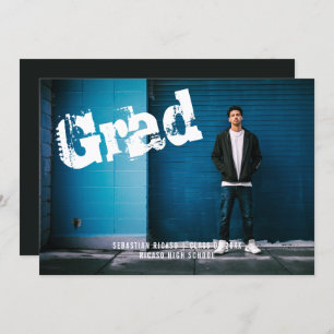 Graduate Foto Personalisiert Graffiti Dark Gray Einladung