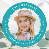 Graduate Foto Personalisiert Runde Rücksendeadress Runder Aufkleber