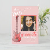 Graduate Foto Pink Country Music Graduation Party Einladung (Stehend Vorderseite)