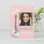 Graduate Foto Pink Country Music Graduation Party Einladung (Stehend Vorderseite)