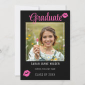 Graduate Foto Pink Lips Kisses Abschluss Ankündigung (Vorderseite)