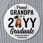Graduate Foto Proud Grandpa Moderne Schwarz & Weiß Button