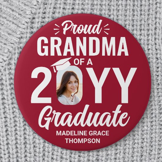 Graduate Foto Proud Oma Moderne Rot und Weiß Button