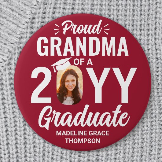 Graduate Foto Proud Oma Moderne Rot und Weiß Button