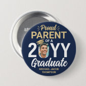 Graduate Foto Proud Parc Navy Blue und Gold Button (Vorne & Hinten)